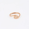 Macro detail of rose gold stainless steel ring with Cancer zodiac sign and wave design - Adjustable Open Rose Gold / Cancer