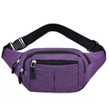 Deep purple casual sports fanny pack with multi-layer zippers and adjustable strap - Purple
