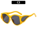 Bright yellow oversized Y2K sunglasses with unique wavy frames and dark lenses - Yellow Frame Grey Lens