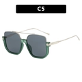 Gafas de sol de doble puente con montura verde oscuro translúcido y patillas plateadas - Como se muestra / Montura Verde Lente Gris