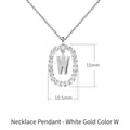 Silver oval pendant with multicolor zircon inlay and letter W charm on necklace - White Gold W