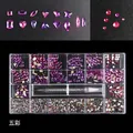 Pink and purple 21-grid nail art rhinestones set with assorted shapes and 4180 pieces - Flame Red Iridescent (700 Big + 3480 Small)
