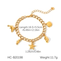 Detail of a golden ocean-themed charm bracelet with dolphin, seahorse and starfish charms - Ocean Theme Multi-Pendant Bracelet (HC-B20198)