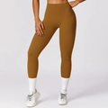 High-waisted seamless yoga pants in ginger brown with a quick-dry matte finish - S / Ginkgo Brown