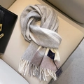 Écharpe en laine 100% avec dégradé gris à rose et détails de franges élégantes - 06# Gris Blanc