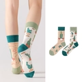 Asymmetrische Baumwollsocken mit Kaktus-Wüstenmotiven für Damen und Herren - Wüstenkaktus Landschaftsstil (1019)