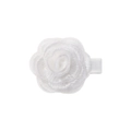 Minimalist white rose handmade embroidered flower hair clip with secure fabric-covered grip - White