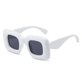 Y2K oversized square sunglasses in glossy white frame with dark grey lenses - White Frame Dark Grey Lens