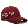 Burgundy baseball cap with white FBXS embroidery and distressed vintage brim - Adjustable / Red