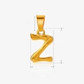 Golden stainless steel letter Z pendant with bamboo texture and dimension markers - Letter Z / Gold