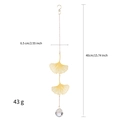 Ginkgo leaf crystal suncatcher in gold metal finish with hanging prism, 40cm long - Ginkgo