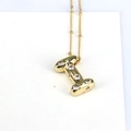 18k gold plated bubble letter I necklace with shimmering cubic zirconia inlay - Letter I