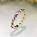 Verstellbarer Evil Eye Ring vergoldet mit violettem Emaille und Zirkon-Steinen - Gold-Lila