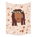 Close-up of bohemian wall tapestry featuring a floral woman silhouette and warm earth tones - 73X95CM (Cross-border Brushed Style) / Female Wearing Garland (ZJ521-7)