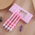 Set di 4 penne gel rosa con impugnatura ergonomica morbida e motivi a orsetto - Orso Rosa (4 Pezzi/Scatola)