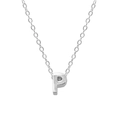 Minimalist 925 sterling silver necklace featuring a polished letter P initial pendant - Letter P / White Gold