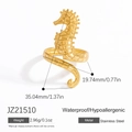 18K gold plated stainless steel seahorse ring, waterproof and hypoallergenic jewelry - JZ21510-Seahorse