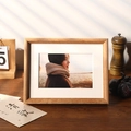 Minimalist solid wood photo frame with white matting and natural wood grain texture - Natural Wood Color