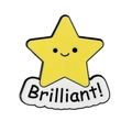 Emaille cartoon ster pin met Brilliant tekst op een witte wolk voor decoratie - Ster-Brilliant