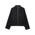 Giacca da donna nera con zip e colletto rovesciato in vista piatta su bianco - XS / Nero