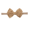 Bandeau bébé en nylon souple avec un nœud en dentelle crochet marron clair - Kaki (2)
