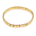 Bracelet élastique fait main en perles Tila avec finition dorée polie et perles rectangulaires - Tout Or Brillant