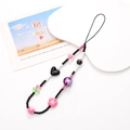 Ciondolo per telefono Y2K con perline rosa e nere, decorazioni a cuore e farfalla - Stile Fiore in Perline Tonde (K2308)