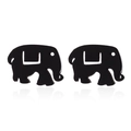 Minimalist matte black elephant stud earrings made of stainless steel on white background - Black