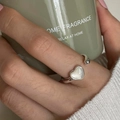 925 silver open ring with heart-shaped mother-of-pearl inlay and water drop detail - Heart MOP Opening Style(JZ0215)