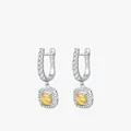 Elegant S925 sterling silver hoop earrings with yellow square stone and pavé zircon - 925 Silver/Zirconia / Silver/Yellow