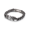 Bracciale da uomo hip hop con teschio in acciaio inox vintage con catena e chiusura a vite - Nero Antico (KB119271-KFC)