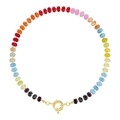 Bohemian rainbow beaded necklace featuring multicolor natural stones and golden clasp - Style 4 / 6mm