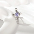 Orecchino a pugnale in argento con opale a cuore viola e dettaglio serpente - Viola
