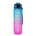 Borraccia sportiva con sfumatura blu e rosa, finitura opaca e marker temporale, 1000ml - Blu Viola Gradiente