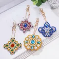 DIY diamond art keychains in cross and floral shapes with colorful rhinestones - QC014 Compass Stars (4pcs) Double-sided