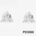 Orecchini a trifoglio minimalisti in argento con tre zirconi tondi trasparenti - 316 Orecchini a bottone a trifoglio argento (PD3088)