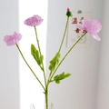 Pink artificial poppy flower branch with realistic fuzzy stem for home wedding decor - Enchanting Purple
