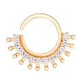 Goldener Herz-Septum-Ring mit funkelnden Zirkonia-Steinen im Sonnenstrahl-Design - Kupfer / Rund (7125)