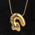 Golden bubble initial pendant necklace with 3D fluid design on a black background - Gold (G) (Large)