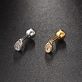 Zircon teardrop tragus earrings in gold and silver finish with screw-on ball backings - Teardrop Shape(S-CC001-6)