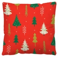 Red Christmas pillow cover with green and gold festive trees and snowflake patterns - Style 12-Red Multiple Trees Snowflake