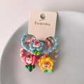 Three-piece set of colorful woven hair ties with cute 3D cartoon flower characters - Sunflower