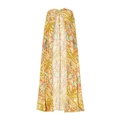 Bohemian style floor-length printed beach cover-up in warm yellow floral patterns - One Size / Shawl Only