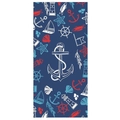 Microvezel strandlaken met nautische prints van anker en zeilboot op donkerblauw - 852 Diepzee Ankers