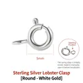 5mm 925 sterling silver spring ring clasp for jewelry making in platinum finish - 925 Silver Round Clasp Platinum / 5mm