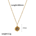 Detailed view of tiger eye stone pendant with measurements 17mm and 480mm chain length - Gray Round Style (TN3457-GR)