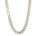 Two-tone gold and silver Cuban link necklace with polished square clasp detail - Two-Tone Cuban Necklace (KN231588-Z) / 8mm Width 45cm Length