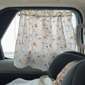 Detailed view of breathable cotton car sunshade with cute cartoon animal patterns - Lion Elephant Print