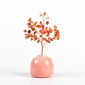 Natural red agate crystal tree in a pink ceramic pot for home and office desk decoration - Red Agate Pot