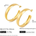 Detailed specs of 50mm gold-plated stainless steel hoop earrings showing size and weight - 50mm Style(NB-E1716-50mm)